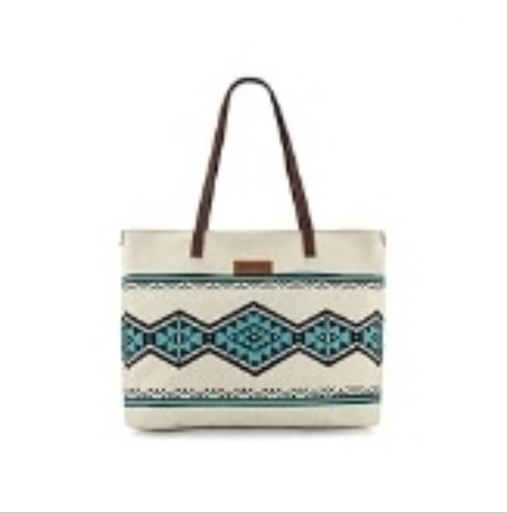 Wrangler Tote Purse Bag Aztec Canvas Shoulder Bags
